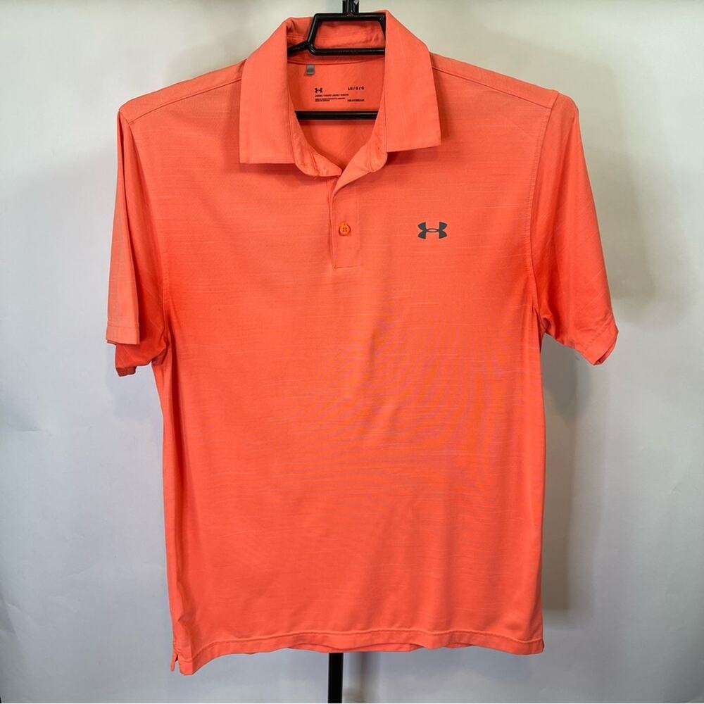 Under Armour Loose HeatGear Orange Polo Shirt Size Large Men’s